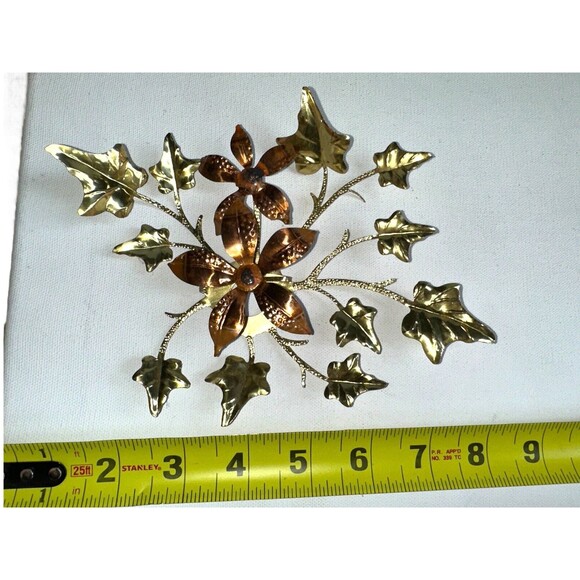 Vintage MCM Brass Copper Metal Flower Wall Art Decor Set of 5 Mid Century Modern - Picture 3 of 13